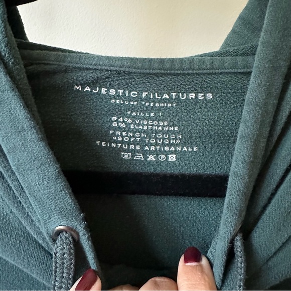 Majestic Filatures Deluxe Teeshirt French Touch Pullover Hoodie in Hunter Green - Picture 2 of 6